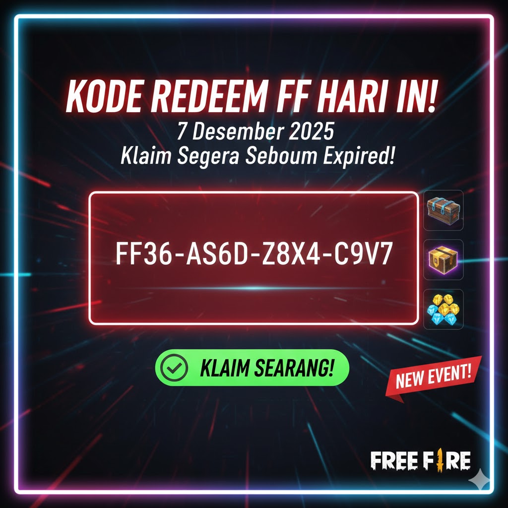 Kode Redeem FF Hari Ini 7 Desember 2025, Klaim Segera Sebelum Expired!
