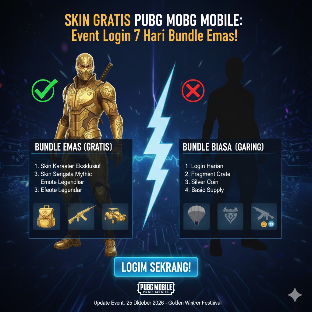 Skin Gratis PUBG Mobile: Event Login 7 Hari Bundle Emas!